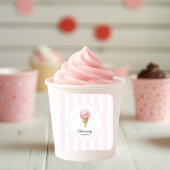 Personalized Pink Ice Cream Cone Party Sticker 