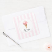 Personalized Pink Ice Cream Cone Party Sticker  (Envelop)
