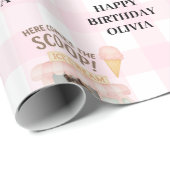 Personalized Pink Ice Cream Truck Birthday  Cadeaupapier (Rol Hoek)