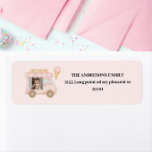 Personalized Pink Ice Cream Truck Birthday Etiket