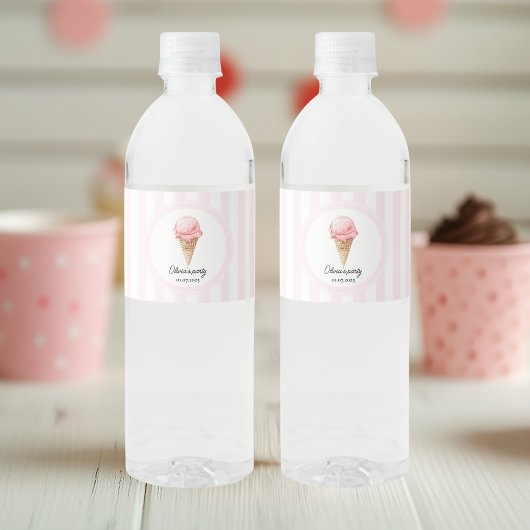 Personalized Pink Ice Cream  Waterfles Etiket