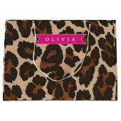 Personalized Pink Leopard Print Chic Animal Print Groot Cadeauzakje (Voorkant)