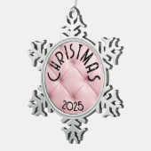 Personalized Pink Luxury Christmas Tin Sneeuwvlok Ornament (Rechts)