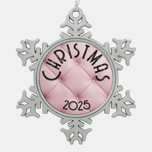Personalized Pink Luxury Christmas Tin Sneeuwvlok Ornament (Voorkant)