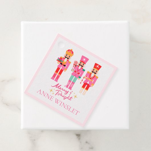 Personalized Pink Merry and Bright Nutcracker Squa Bedankjes Labels (In situ)