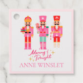 Personalized Pink Merry and Bright Nutcracker Squa Bedankjes Labels (Voorkant)