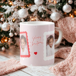 Personalized Pink Merry Christmas Photo | Fa La La Koffiemok