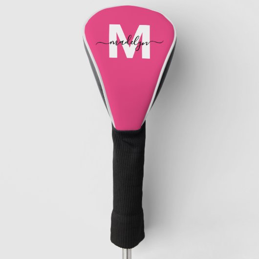 Personalized Pink Monogram Name Golfheadcover (Voorkant)
