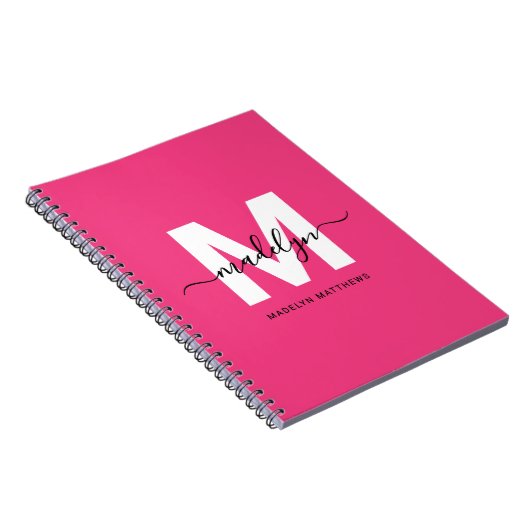 Personalized Pink Monogram Notitieboek (Rechterzijde)