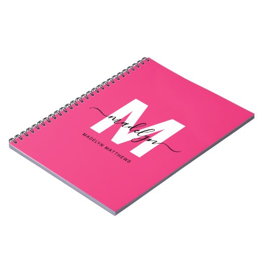 Personalized Pink Monogram Notitieboek (Linkerzijde)