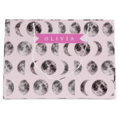 Personalized Pink Moon Phase Celestial Name Gift Groot Cadeauzakje (Voorkant)