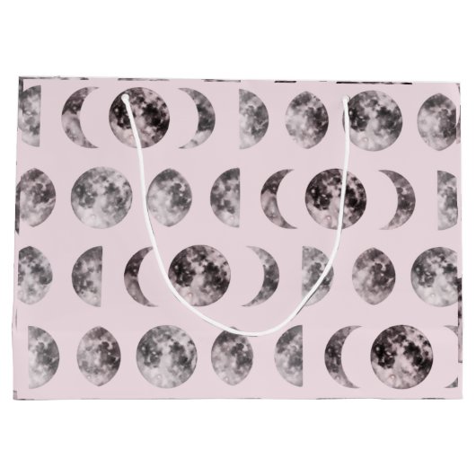 Personalized Pink Moon Phase Celestial Name Gift Groot Cadeauzakje (Achterkant)