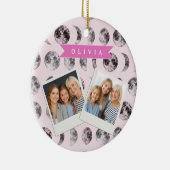 Personalized Pink Moon Phase Celestial Name Gift Keramisch Ornament (Rechts)