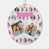 Personalized Pink Moon Phase Celestial Name Gift Keramisch Ornament (Links)