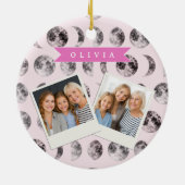 Personalized Pink Moon Phase Celestial Name Gift Keramisch Ornament (Achterkant)