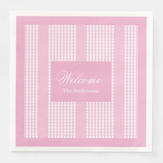 Personalized Pink Napkins Chic Modern Table Set Servet (Voorkant)