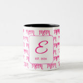 Personalized Pink New Mom Monogram Established Tweekleurige Koffiemok (Center)