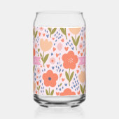 Personalized pink nordic cute folk floral pattern blikvorm glas (Links)