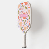 Personalized pink nordic cute folk floral pattern pickleball paddle (Links)