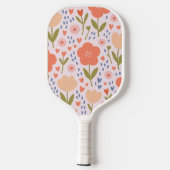 Personalized pink nordic cute folk floral pattern pickleball paddle (Achterkant)