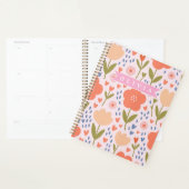 Personalized pink nordic cute folk floral pattern planner (Display)