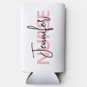 Personalized Pink Nurse Typography Seltzer Blikjeskoeler (Voorkant)