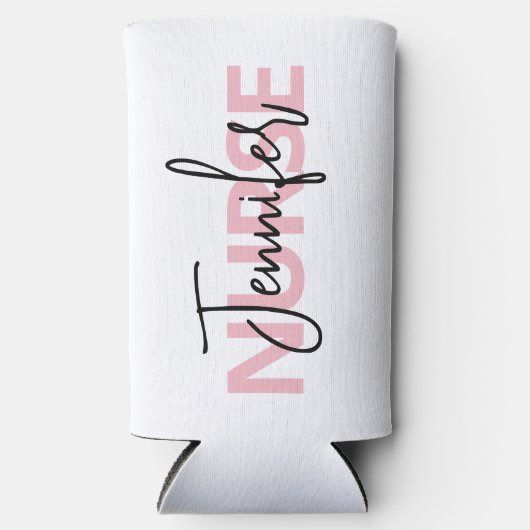 Personalized Pink Nurse Typography Seltzer Blikjeskoeler (Voorkant)
