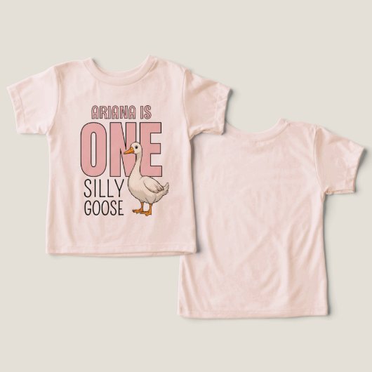 Personalized Pink One Silly Goose First Birthday (Ontwerp Voorkant & Achterkant)