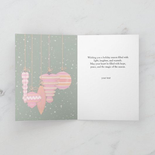 Personalized Pink Ornaments Christmas Kaart (Binnen)