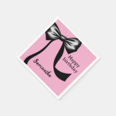 Personalized Pink Paper Napkins with Black Bow Servet (Hoek)