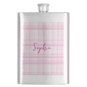 Personalized Pink Plaid Classic Flask with Name  Flacon (Voorkant)
