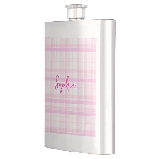 Personalized Pink Plaid Classic Flask with Name  Flacon (Links)