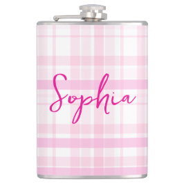 Personalized Pink Plaid Flask  with Name  Heupfles