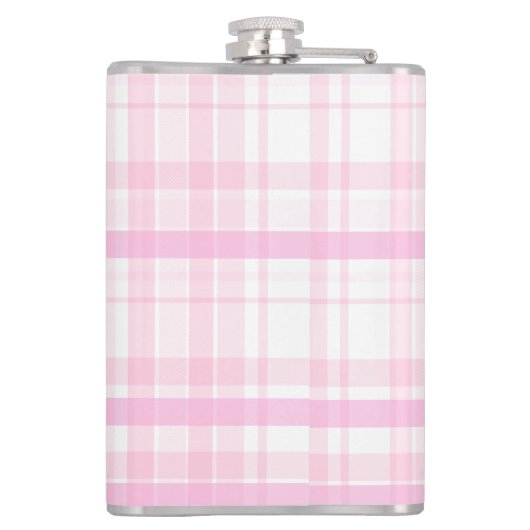 Personalized Pink Plaid Flask  with Name  Heupfles (Achterkant)