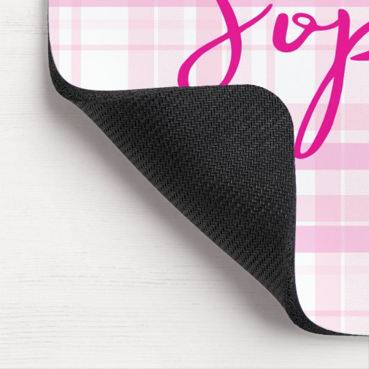 Personalized Pink Plaid Mouse Pad with Name  Muismat (Hoek)