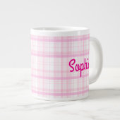 Personalized Pink Plaid Name Mug Grote Koffiekop (Voorkant rechts)
