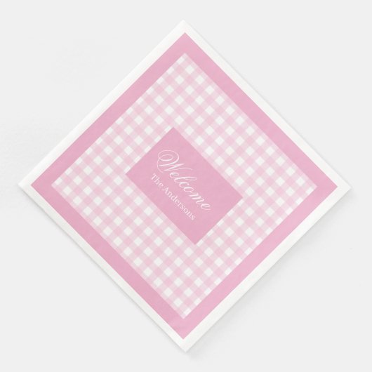 Personalized Pink Plaid Napkins Chic Table Accent Servet (Hoek)