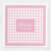 Personalized Pink Plaid Napkins Chic Table Accent Servet (Voorkant)