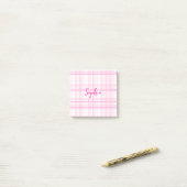 Personalized Pink Plaid Notes with Name  (Op bureau)
