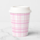 Personalized Pink Plaid Paper Cups with Name  Papieren Bekers (Achterkant)