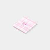 Personalized Pink Plaid Post-It Notes with Name  (Schuin)