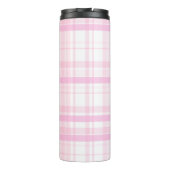 Personalized Pink Plaid Thermal Tumbler with Name Thermosbeker (Achterkant)
