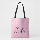 Personalized Pink Polka Dot Tote Bag (Voorkant)