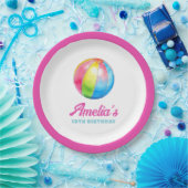 Personalized Pink Pool Party Papieren Bordje (Feest)