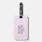 Personalized Pink Preppy Monogram Striped Girly Bagagelabel (Achterkant verticaal)