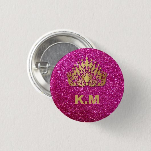 Personalized Pink Princess Nail Manicure Ronde Button 3,2 Cm (Voorkant /achterkant)