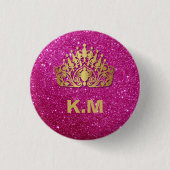 Personalized Pink Princess Nail Manicure Ronde Button 3,2 Cm (Voorkant)