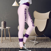Personalized  Pink Purple 67th Birthday Cat Mom Leggings