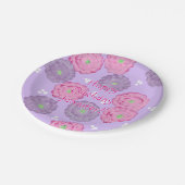 Personalized Pink Purple Flowers Birthday Plates Papieren Bordje (Gekanteld)