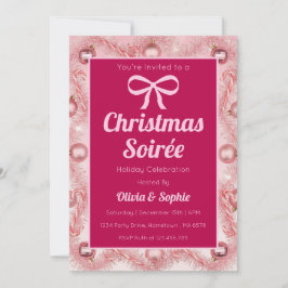 Personalized Pink Retro Christmas Party Kaart